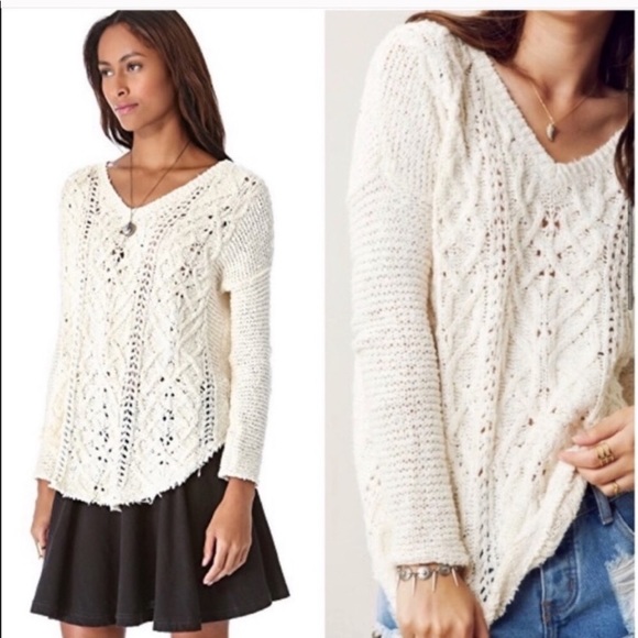 FREE PEOPLE Cross My Heart Distressed Sweater XS - Picture 4 of 9